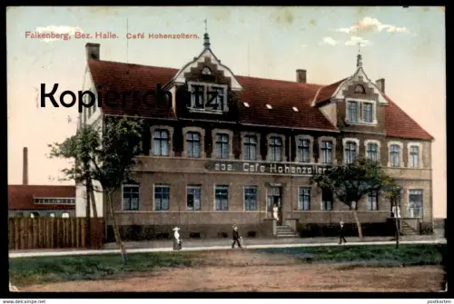 ALTE POSTKARTE FALKENBERG BEZIRK HALLE CAFÉ HOHENZOLLERN Feldpost Ansichtskarte cpa postcard AK