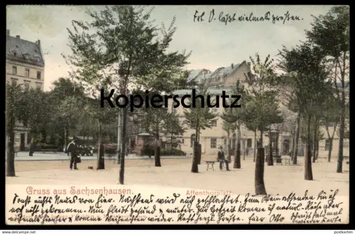 ALTE POSTKARTE GRUSS AUS SACHSENHAUSEN AFFENTHORPLATZ Frankfurt Affentorplatz Affentor cpa Ansichtskarte postcard AK