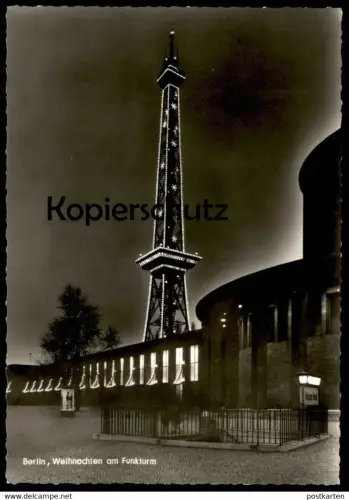 ALTE POSTKARTE BERLIN WEIHNACHTEN AM FUNKTURM christmas Beleuchtung bei Nacht Turm tower night Ansichtskarte postcard AK