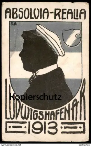 ALTE POSTKARTE LUDWIGSHAFEN ABSOLVIA REALIA 1913 Couleurkarte Studentika Studentica Schule Ansichtskarte postcard cpa AK
