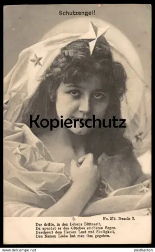 ALTE POSTKARTE SCHUTZENGEL BLÜTEZEIT LEBEN LIEBE ENGEL KIND angel ange Mädchen enfant girl Ansichtskarte AK postcard cpa