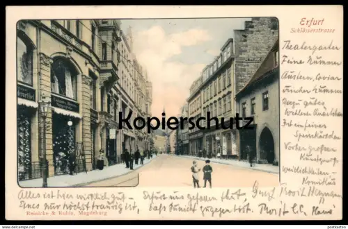 ALTE POSTKARTE ERFURT SCHLÖSSERSTRASSE HUGO HOFFMANN SCHUHE MORGENRÖCKE PELZWAREN postcard AK Ansichtskarte cpa