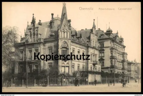 ALTE POSTKARTE CHEMNITZ ALBERTSTRASSE CAROLAHOTEL HOTEL postcard AK Ansichtskarte cpa