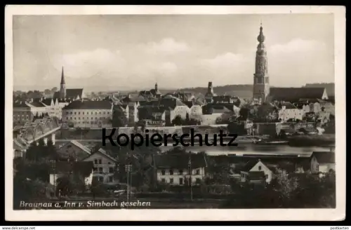ALTE POSTKARTE BRAUNAU AM INN VON SIMBACH GESEHEN 1928 PANORAMA cpa AK Ansichtskarte postcard