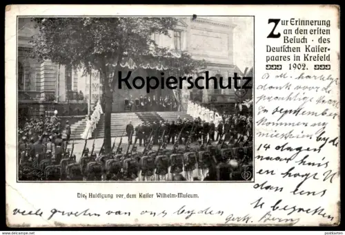 ALTE POSTKARTE KREFELD KAISERBESUCH 1902 DIE HULDIGUNG VOR DEM KAISER WILHELM-MUSEUM Crefeld cpa postcard Ansichtskarte