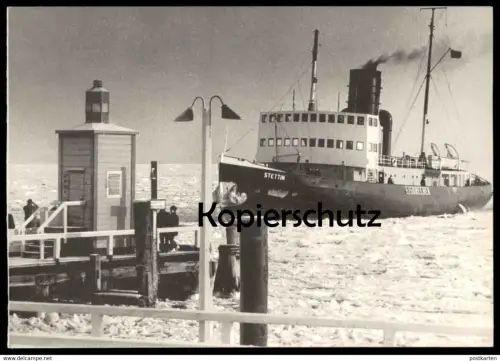 ALTE KARTE EISBRECHER STETTIN CUXHAVEN ALTE LIEBE ST. PETRI IM RAUHREIF Schiff Dampfer Klappkarte postcard cpa AK Foto