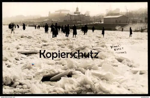 ALTE POSTKARTE MAINZ ZUGEFRORENER RHEIN KÖLN-DÜSSELDORFER RHEINDAMPFSCHIFFFAHRT 1929 postcard Ansichtskarte cpa AK