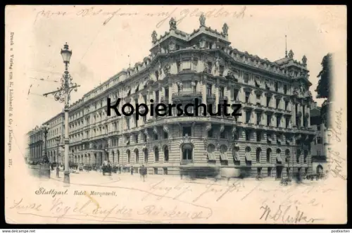 ALTE POSTKARTE STUTTGART HOTEL MARQUARDT 1898 Stempel Wangen sowie Ulm Bahnhof Ansichtskarte cpa postcard AK