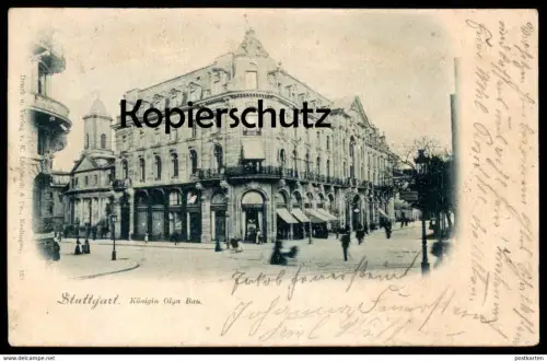 ALTE POSTKARTE STUTTGART KÖNIGIN OLGA BAU 1898 Schild Radfahren verboten Ansichtskarte cpa postcard AK