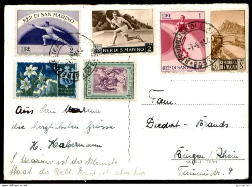 ÄLTERE POSTKARTE SAN MARINO PALAZZO DEL GOVERNO Briefmarken Fechten fencing l'escrime Sport Tennis stamps stamp