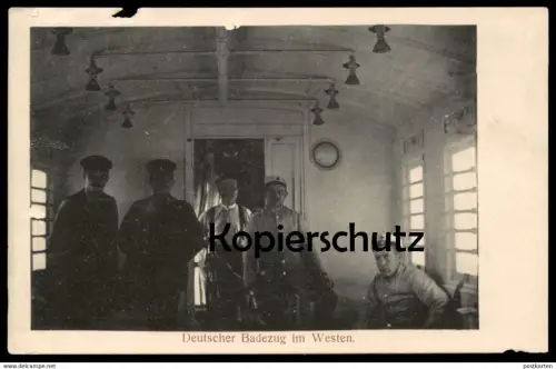 ALTE POSTKARTE DEUTSCHER BADEZUG IM WESTEN Soldat Eisenbahn Zug train Waggon uniform 1914-1918 postcard Ansichtskarte AK