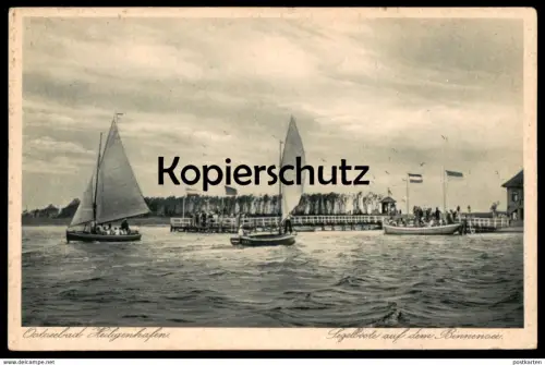ALTE POSTKARTE OSTSEEBAD HEILIGENHAFEN SEGELBOOTE AUF DEM BINNENSEE Fliegerausbildungsbattalion 26 AK cpa Ansichtskarte