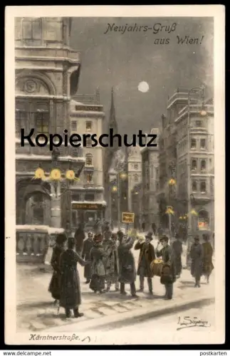 ALTE POSTKARTE NEUJAHRS GRUSS AUS WIEN KÄRNTNERSTRASSE NEUJAHR NACH SCHLOSS CASTOLOVICE Ansichtskarte L. Schweiger