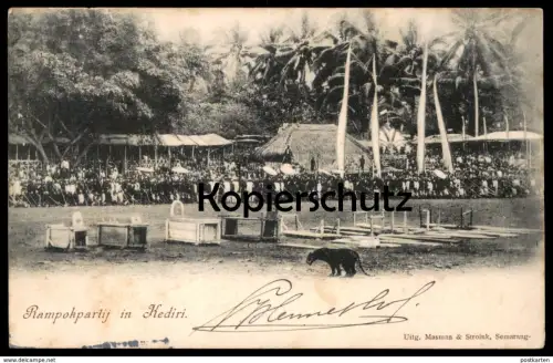 ALTE POSTKARTE RAMPOKPARTIJ IN KEDIRI Leopard Tiger Jaguar Panther Java hunting Jagd Indonesia AK Ansichtskarte postcard