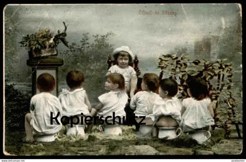 ALTE POSTKARTE ÖFFENTLICHE SITZUNG Babys Nachttopf pot de chambre potty Humor humour AK cpa postcard Ansichtskarte