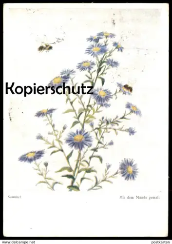 ÄLTERE POSTKARTE SOMMER MIT DEM MUNDE GEMALT Peint à la bouche R. de Vos Hummel Biene bee bumblebee le bourdon postcard