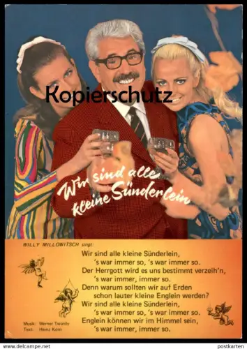 ÄLTERE POSTKARTE WIR SIND ALLE KLEINE SÜNDERLEIN WILLY MILLOWITSCH Amor cupid cupidon Song Sänger Ansichtskarte postcard