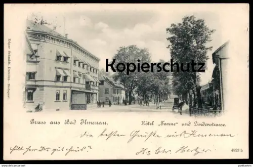ALTE POSTKARTE GRUSS AUS BAD ILMENAU HOTEL TANNE UND LINDENSTRASSE 1899 cpa AK Ansichtskarte postcard