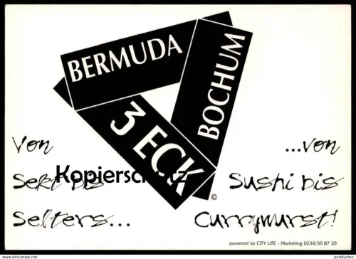 ÄLTERE POSTKARTE BERMUDA 3 ECK BOCHUM BERMUDADREIECK SUSHI BIS CURRYWURST SEKT BIS SELTERS postcard cpa Ansichtskarte AK