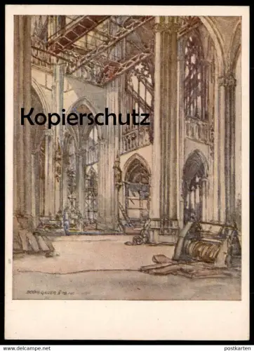 ALTE POSTKARTE KÖLN 700 JAHRE KÖLNER DOM BLICK AUF DIE ORGELEMPORE NACH EINEM AQUARELL VON BERNHARD GAUER postcard cpa