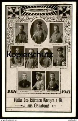 ALTE POSTKARTE RITTER EISERNES KREUZ 1. KLASSE AUS OSNABRÜCK 1914 - 1915 Militär Soldat postcard Ansichtskarte AK