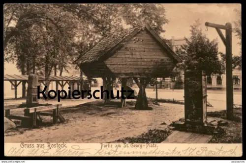 ALTE POSTKARTE GRUSS AUS ROSTOCK PARTIE AM ST. GEORG-PLATZ GALGEN Ansichtskarte AK postcard cpa