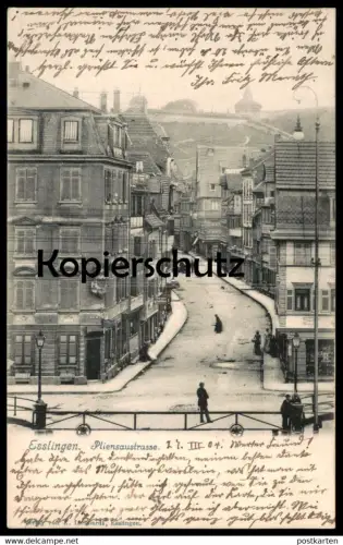 ALTE POSTKARTE ESSLINGEN PLIENSAUSTRASSE 1904 STEMPEL KÖNIGLICH WÜRTTEMBERGISCHE BAHNPOST cpa Ansichtskarte postcard AK
