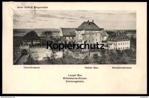 ALTE POSTKARTE ALTES SCHLOSS BINGENHEIM LANGER BAU MITTELSTANDS-KINDER-ERHOLUNGSHEIM castle chateau Echzell-Bingenheim