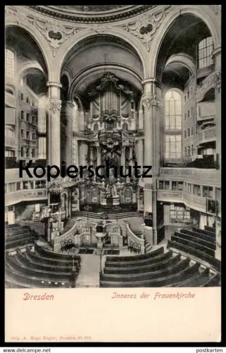 ALTE POSTKARTE DRESDEN INNERES DER FRAUENKIRCHE INNEN INNENANSICHT Kirche church église cpa AK Ansichtskarte postcard