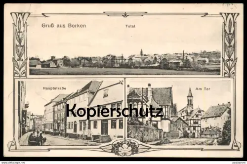 ALTE POSTKARTE GRUSS AUS BORKEN 1911 TOTAL HAUPTSTRASSE AM TOR BEZIRK CASSEL Kassel Hessen cpa AK Ansichtskarte postcard