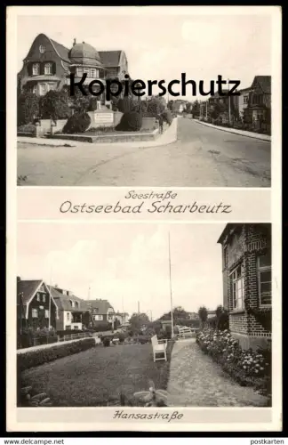 ALTE POSTKARTE OSTSEEBAD SCHARBEUTZ SEESTRASSE HANSASTRASSE cpa AK Ansichtskarte postcard