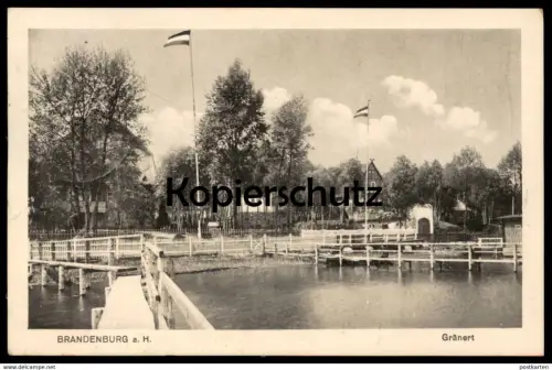 ALTE POSTKARTE BRANDENBURG AN DER HAVEL GRÄNERT FLAGGE STEG Ansichtskarte postcard cpa AK
