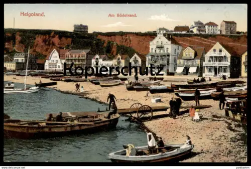 ALTE POSTKARTE HELGOLAND AM SÜDSTRAND FISCHER STEMPEL MARINELAZARETT HELGOLAND KAISERLICHE MARINE Ansichtskarte postcard