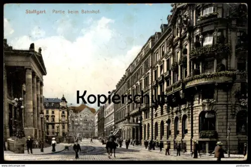 ALTE POSTKARTE STUTTGART PARTIE BEIM BAHNHOF HOTEL MARQUARDT Pferd horse Ansichtskarte cpa AK postcard
