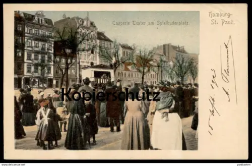 ALTE POSTKARTE HAMBURG ST. PAULI CASPERLE TEATER AM SPIELBUDENPLATZ Theater Kasper Kasperle Ansichtskarte cpa postcard