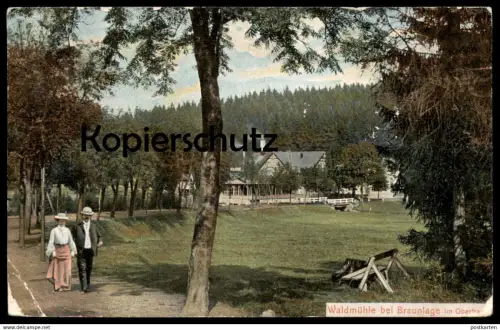 ALTE POSTKARTE WALDMÜHLE BEI BRAUNLAGE IM OBERHARZ PAAR BANK Ehepaar couple AK Ansichtskarte cpa postcard