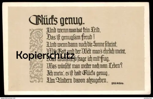 ALTE SPRUCH POSTKARTE GLÜCKS GENUG WILL SCHIRP Glück Berndorf Gerolstein Ansichtskarte AK cpa postcard