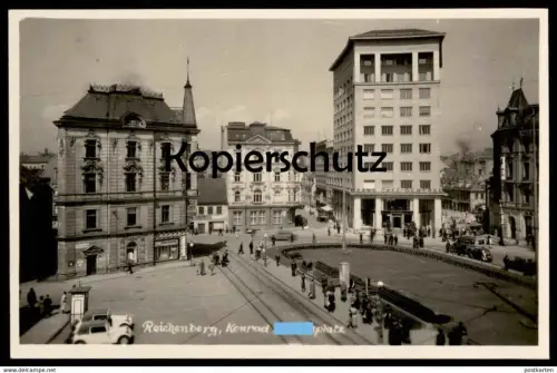 ALTE POSTKARTE REICHENBERG KONRAD H. PLATZ GRAND CAFÉ MARX LIBEREC Sudeten Email General Michel Nr.684 AK postcard