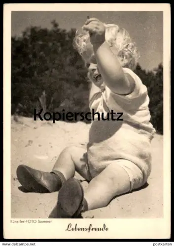 ALTE POSTKARTE LEBENSFREUDE LACHENDES KIND KÜNSTLER FOTO SOMMER child enfant Baby Spass fun cpa Ansichtskarte postcard