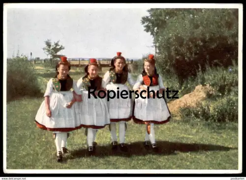 ALTE POSTKARTE DIE BUNTE SCHWALM NR 13 KIRMESGANG HESSEN KIND Kirmes Gang walk to fun fair Tracht Ansichtskarte postcard