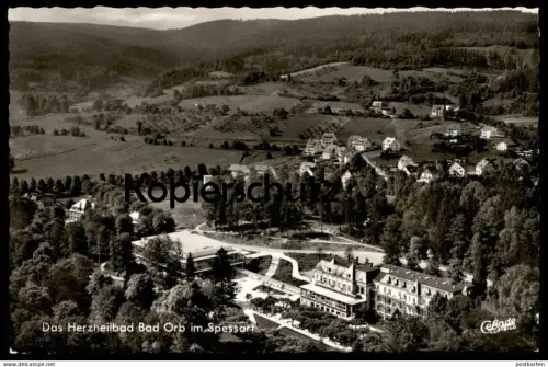 ÄLTERE POSTKARTE DAS HERZHEILBAD BAD ORB IM SPESSART LUFTBILD FLIEGERAUFNAHME cpa AK Ansichtskarte postcard