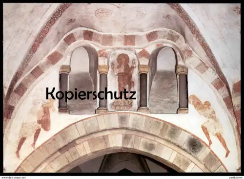 ÄLTERE POSTKARTE EVANGELISCHE DORFKIRCHE BOCHUM-STIEPEL KIRCHE UM 1008 Fresko Arkade Ansichtskarte cpa AK postcard