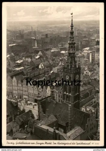 ALTE POSTKARTE DANZIG 1944 GIEBELHÄUSER AM LANGEN MARKT IM HINTERGRUND DIE SPEICHERINSEL Gdansk cpa AK postcard
