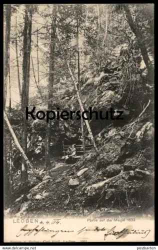 ALTE POSTKARTE LEOBEN PARTIE AUF DIE MUGEL 1904 Wanderer cpa Ansichtskarte postcard AK