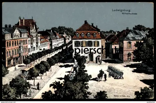 ALTE KÜNSTLER POSTKARTE LUDWIGSBURG WILHELMSTRASSE SIGN. EUGEN FELLE Mondnacht cpa Ansichtskarte postcard AK