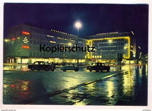 ÄLTERE POSTKARTE BIELEFELD BEI NACHT LEINEWEBERHAUS by night la nuit cpa Ansichtskarte postcard AK