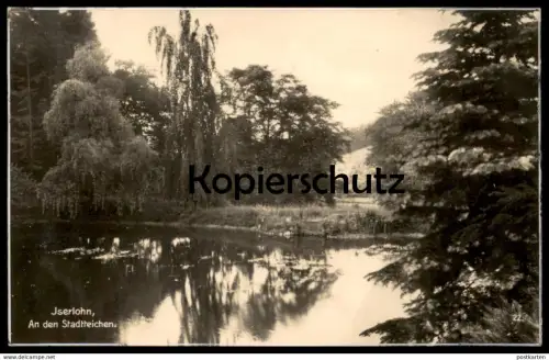 ALTE POSTKARTE ISERLOHN AN DEN STADTTEICHEN 1936 Weide Stadtteich Teich Ansichtskarte postcard cpa AK