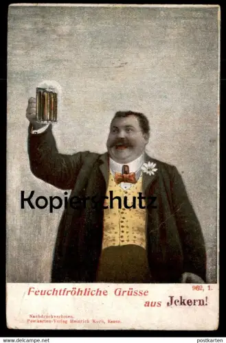 ALTE POSTKARTE GRÜSSE AUS ICKERN CASTROP-RAUXEL RECKLINGHAUSEN 20.03.1923 Bier beer mug Bierkrug Ansichtskarte postcard