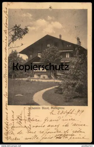 ALTE POSTKARTE CHEMIN BIZOT MALAGNOU GENÈVE GENF Stempel Rue du Rhone cpa AK Ansichtskarte postcard