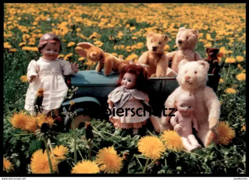 ÄLTERE POSTKARTE TEDDYBÄR TEDDY BÄR PUPPE AUKTION H. POESTGENS ÜBACH-PALENBERG bear ours doll cpa Ansichtskarte postcard